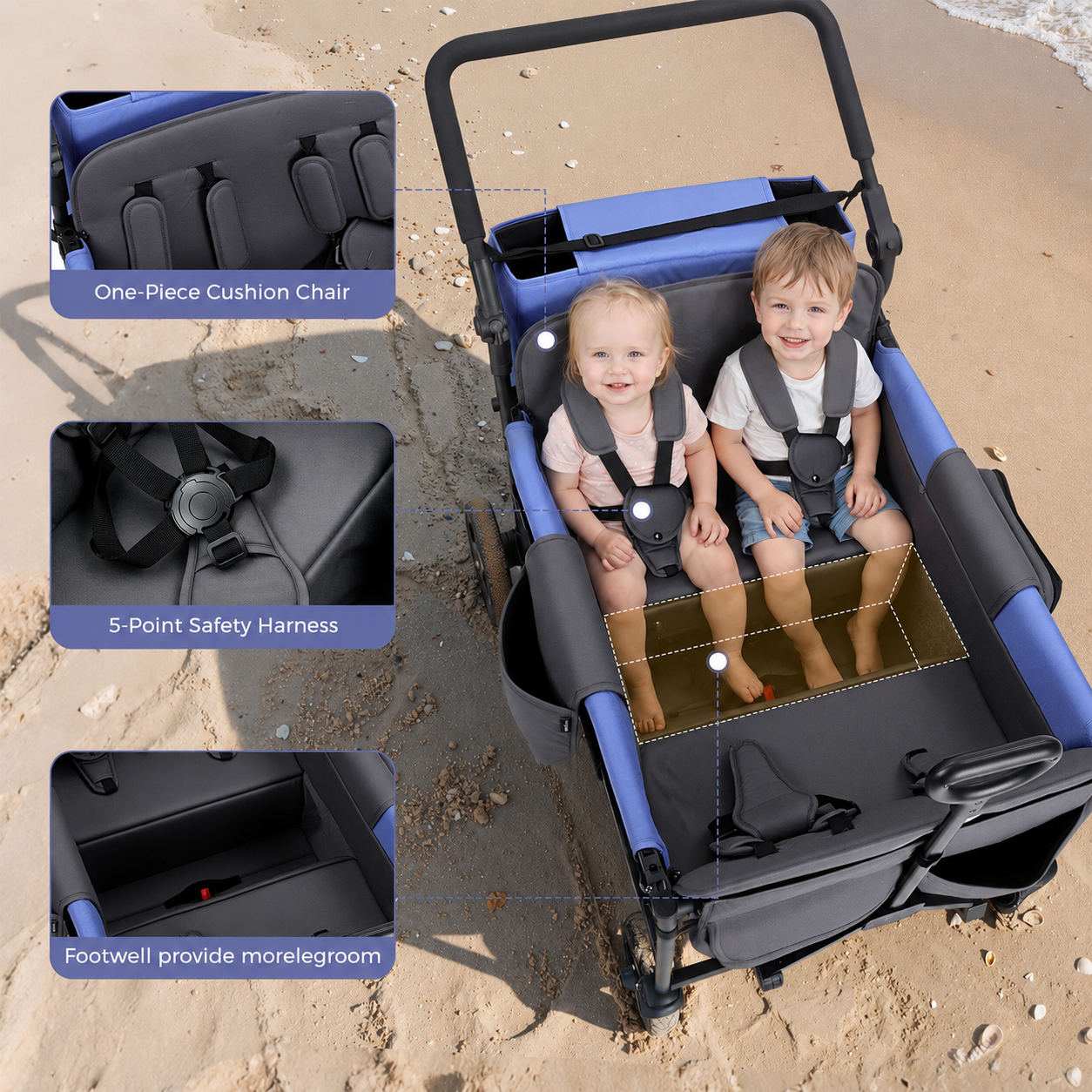 Stroller Wagon for Kids – 2-Seater All-Terrain Baby Wagon