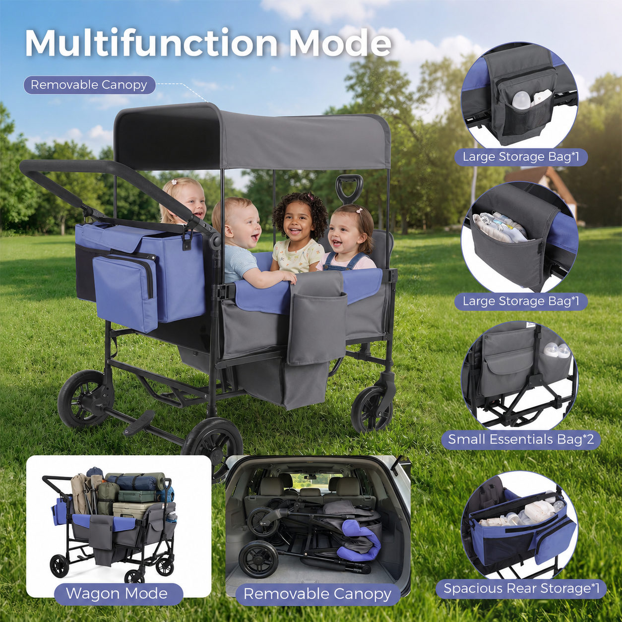 Stroller Wagon for Kids – 2-Seater All-Terrain Baby Wagon